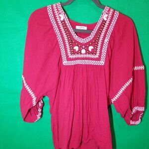Max Studio Boho Embroidered Womens Size Small Tunic Peasant Retro Colorful